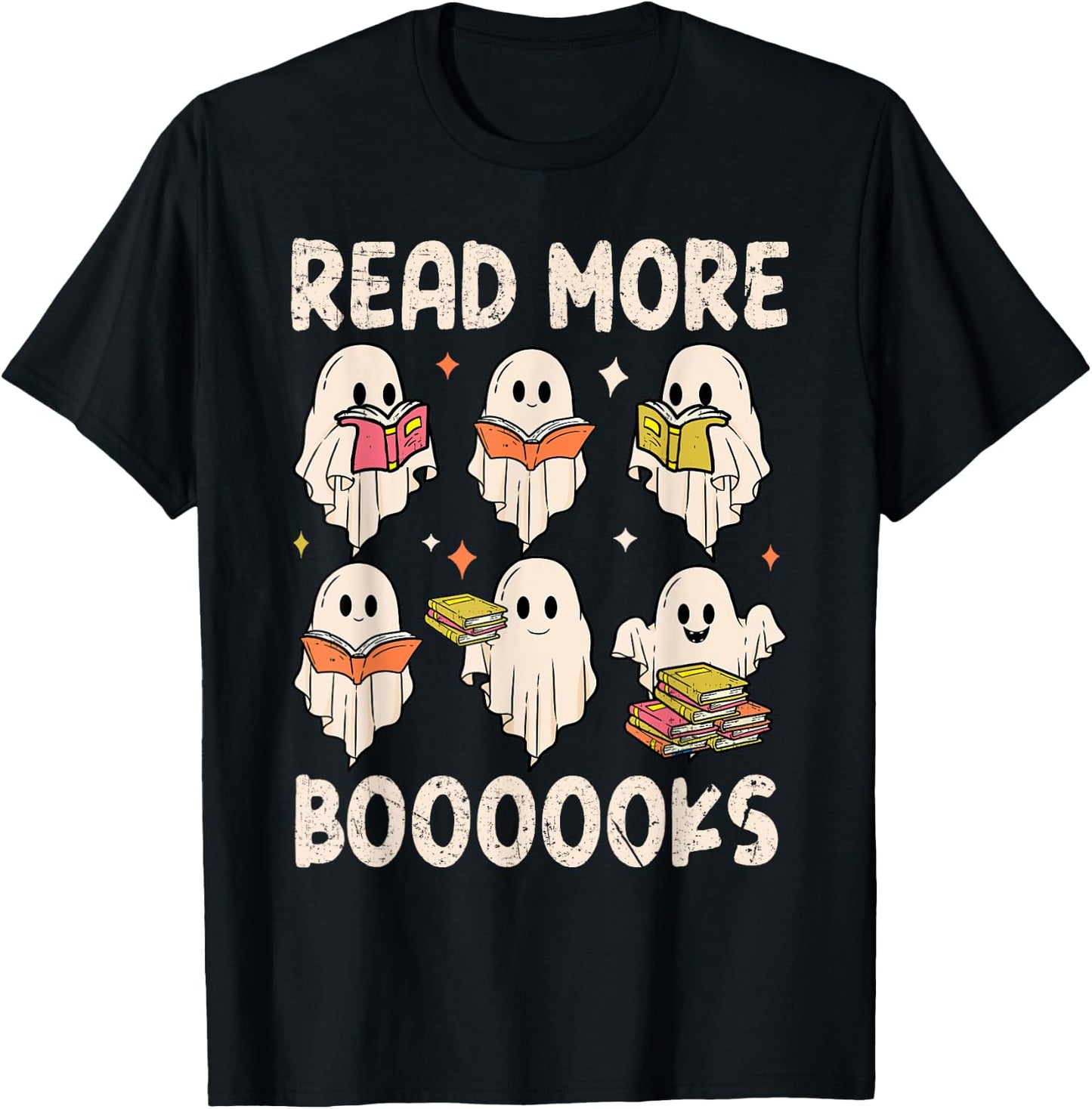 Groovy Halloween Ghost Read More Boooooks Librarian Teacher Women Kids T-Shirt - T-Shirt | Black