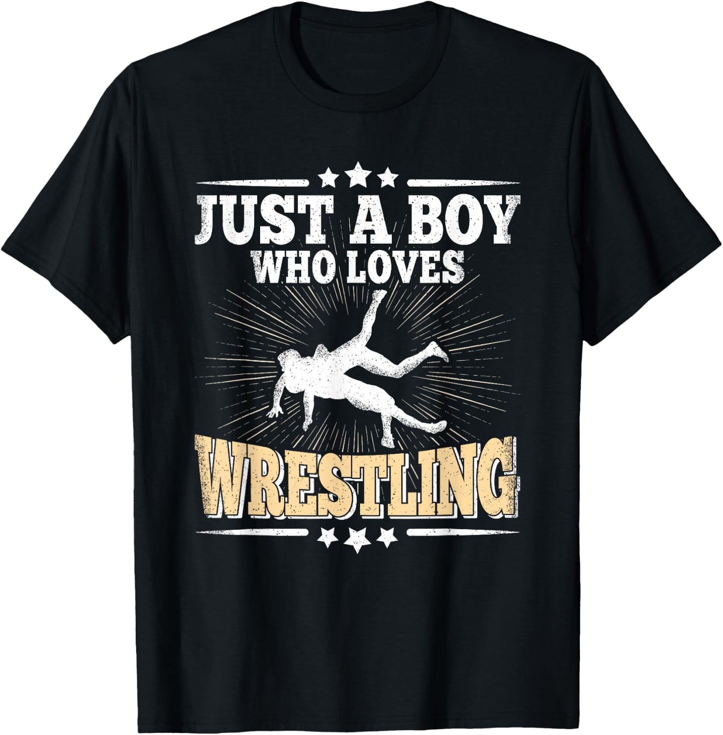 Just A Boy Who Loves Wrestling Funny Wrestle Lover Wrestler T-Shirt - T-Shirt | Black