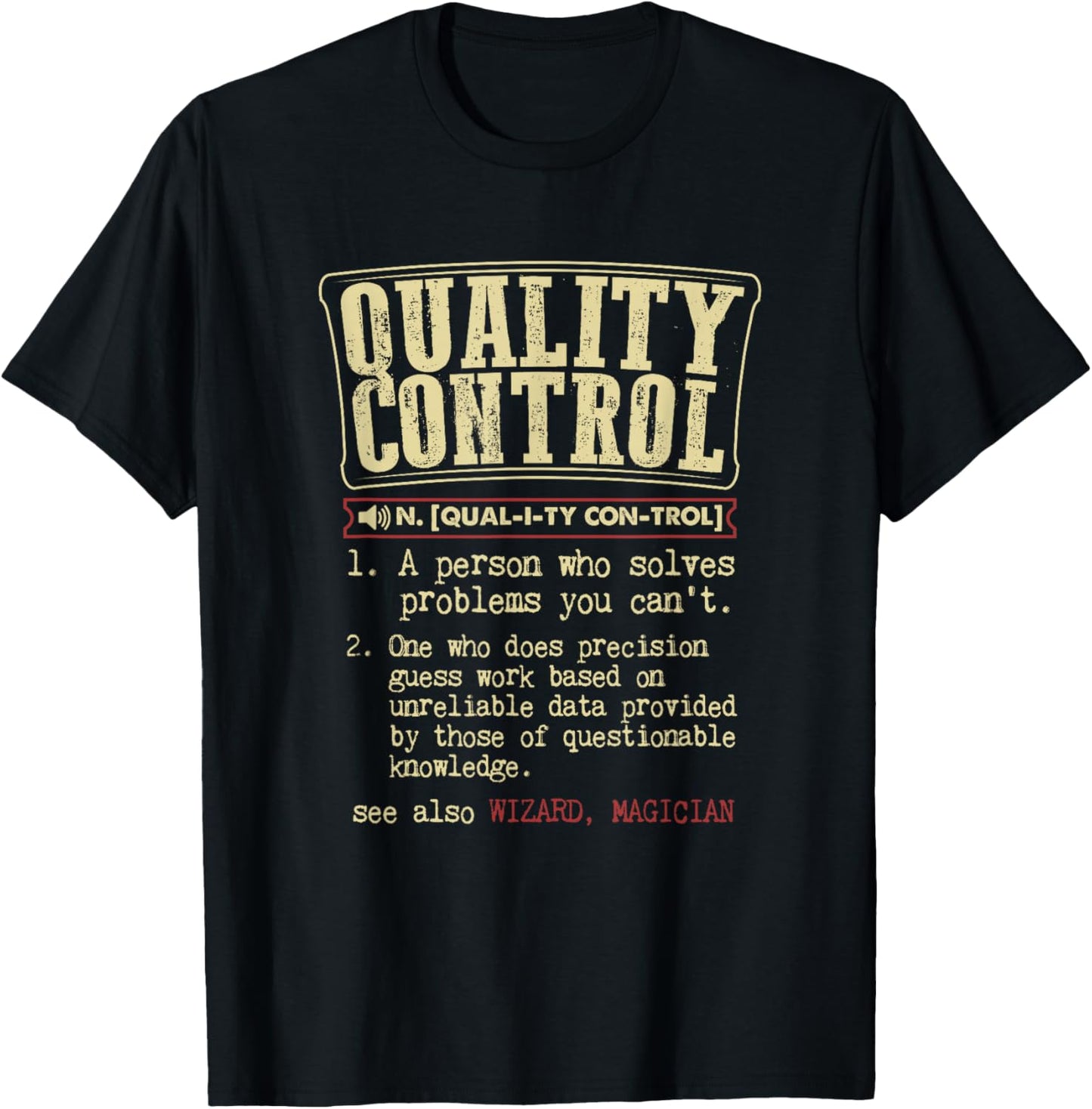 Men's Quality Control Funny Definition XL Navy T-Shirt - T-Shirt | Black