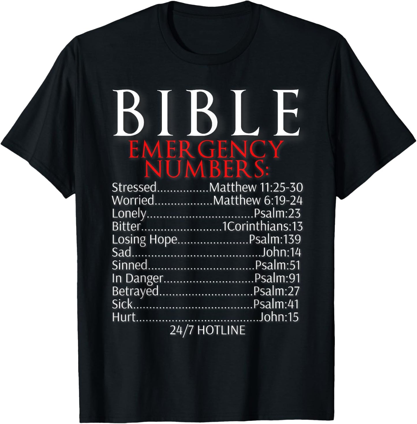 Bible Emergency Numbers Shirt Bible Hotline T-Shirt - T-Shirt | Black