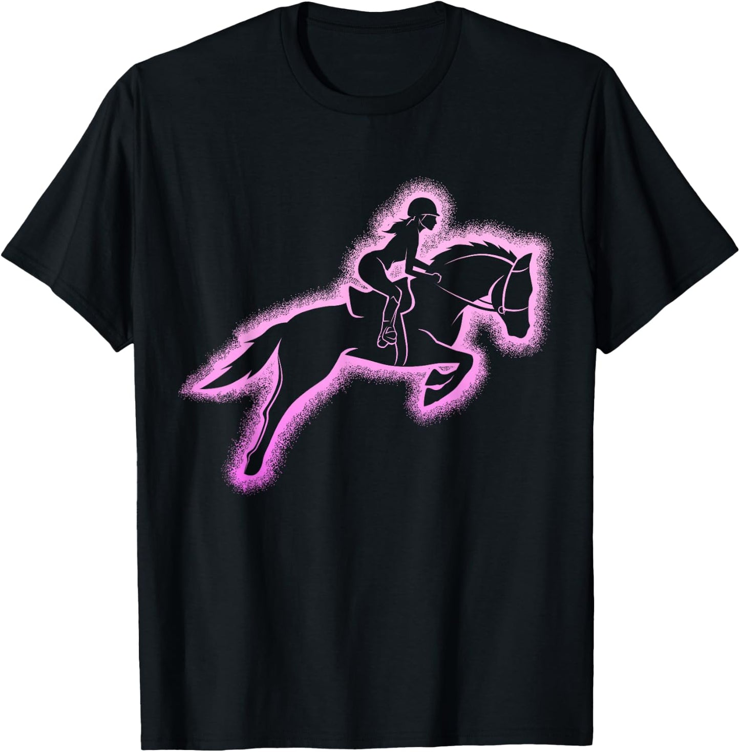 Horse Woman Girl Riding Horses , Black, S T-Shirt - T-Shirt | Black