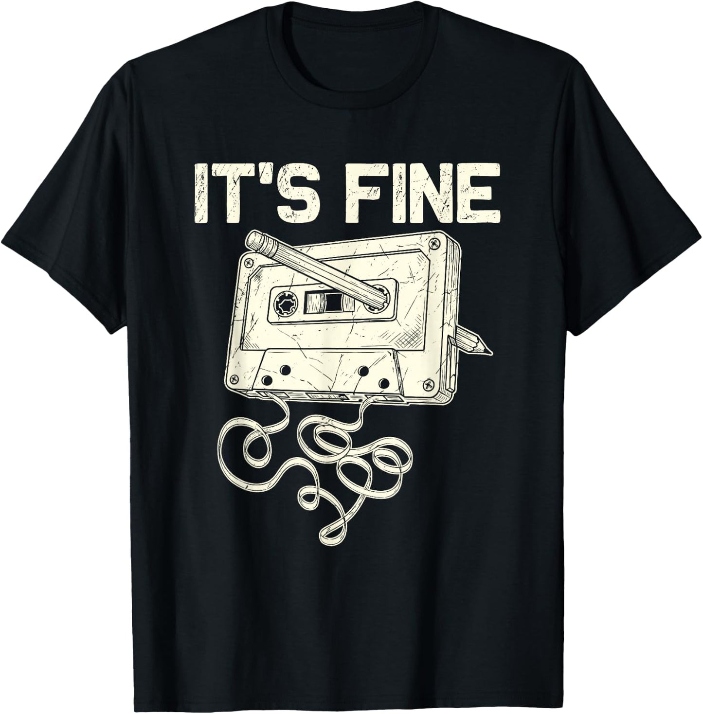 It's Fine Retro Cassette Tape 80's 90's Music Vintage T-Shirt - T-Shirt | Black