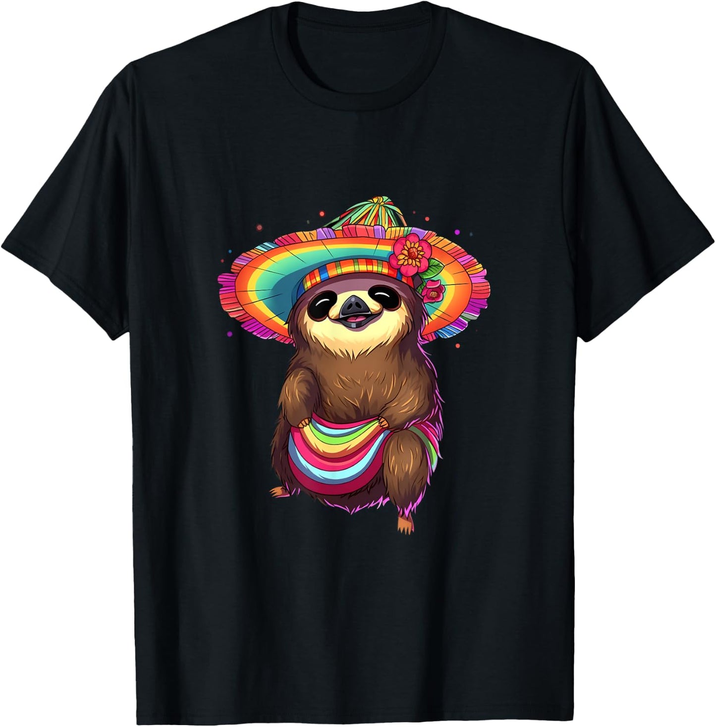 Sloth Mexican Hat Sombrero Cinco de Mayo Sloth Lover T-Shirt - T-Shirt | Black