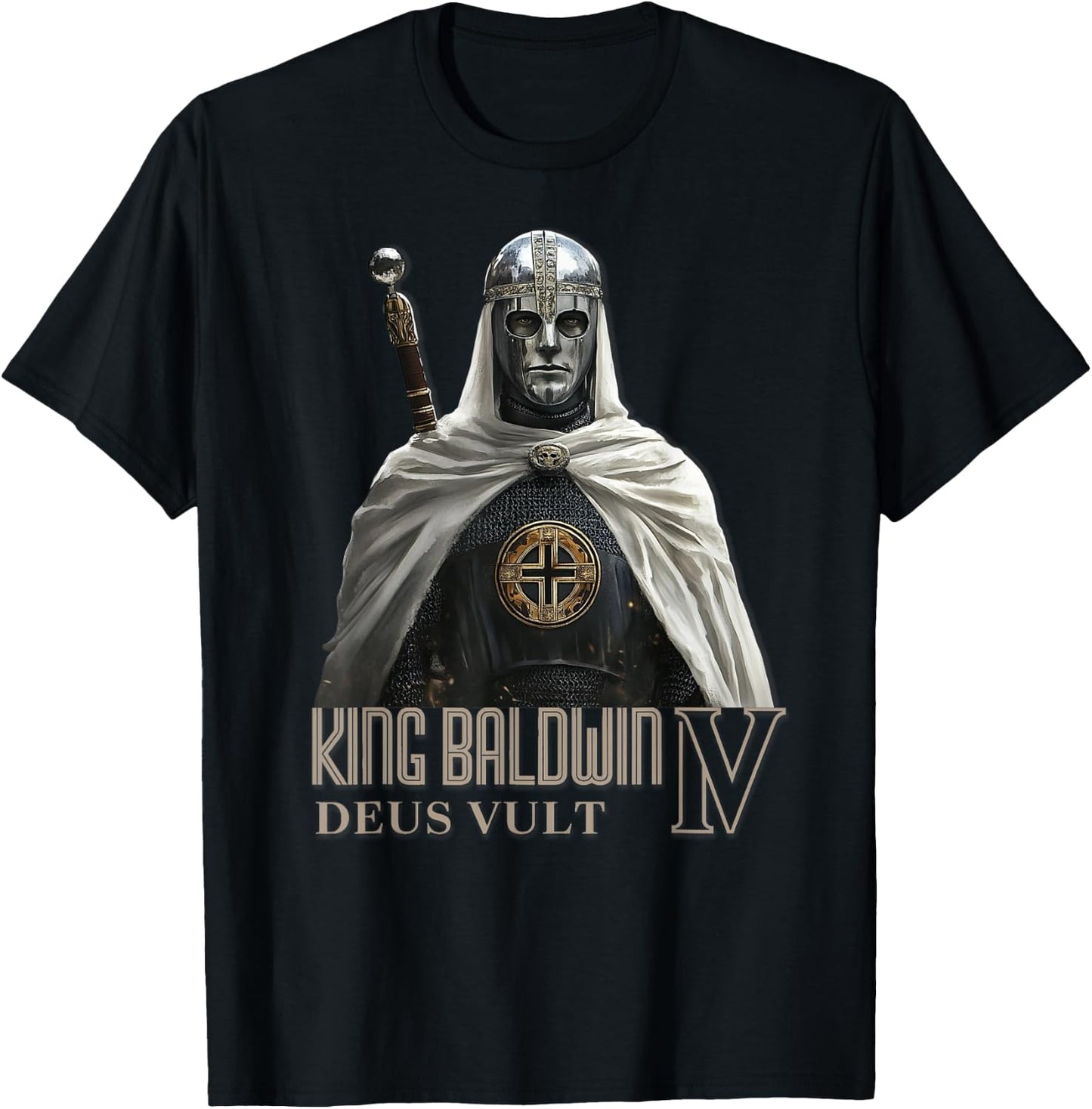 King Baldwin IV Jerusalem Cross Catholic T-Shirt - T-Shirt | Black
