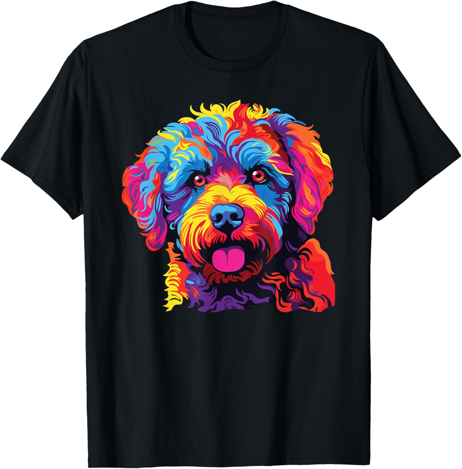 Watercolor Colorful Lagotto Romagnolo Dogs T-Shirt - T-Shirt | Black