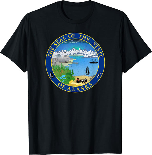 Alaska State Seal Flag T-Shirt - T-Shirt | Black
