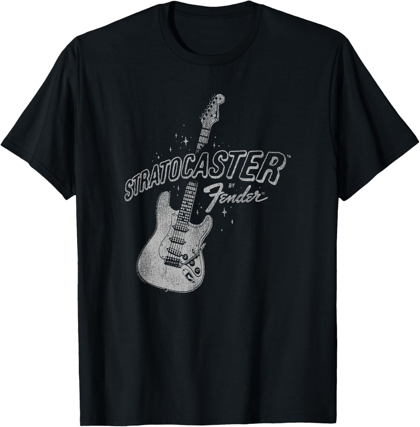 Fender Stratocaster Sparkling Guitar Vintage Poster T-Shirt - T-Shirt | Black