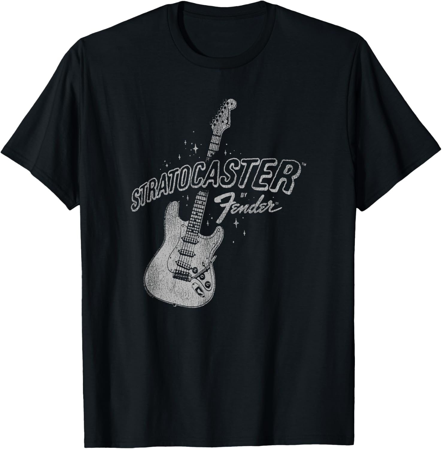 Fender Stratocaster Sparkling Guitar Vintage Poster T-Shirt - T-Shirt | Black