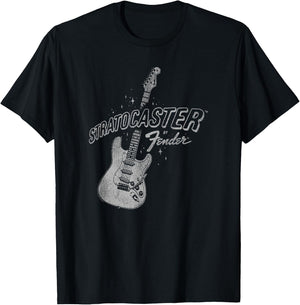 Fender Stratocaster Sparkling Guitar Vintage Poster T-Shirt - T-Shirt | Black