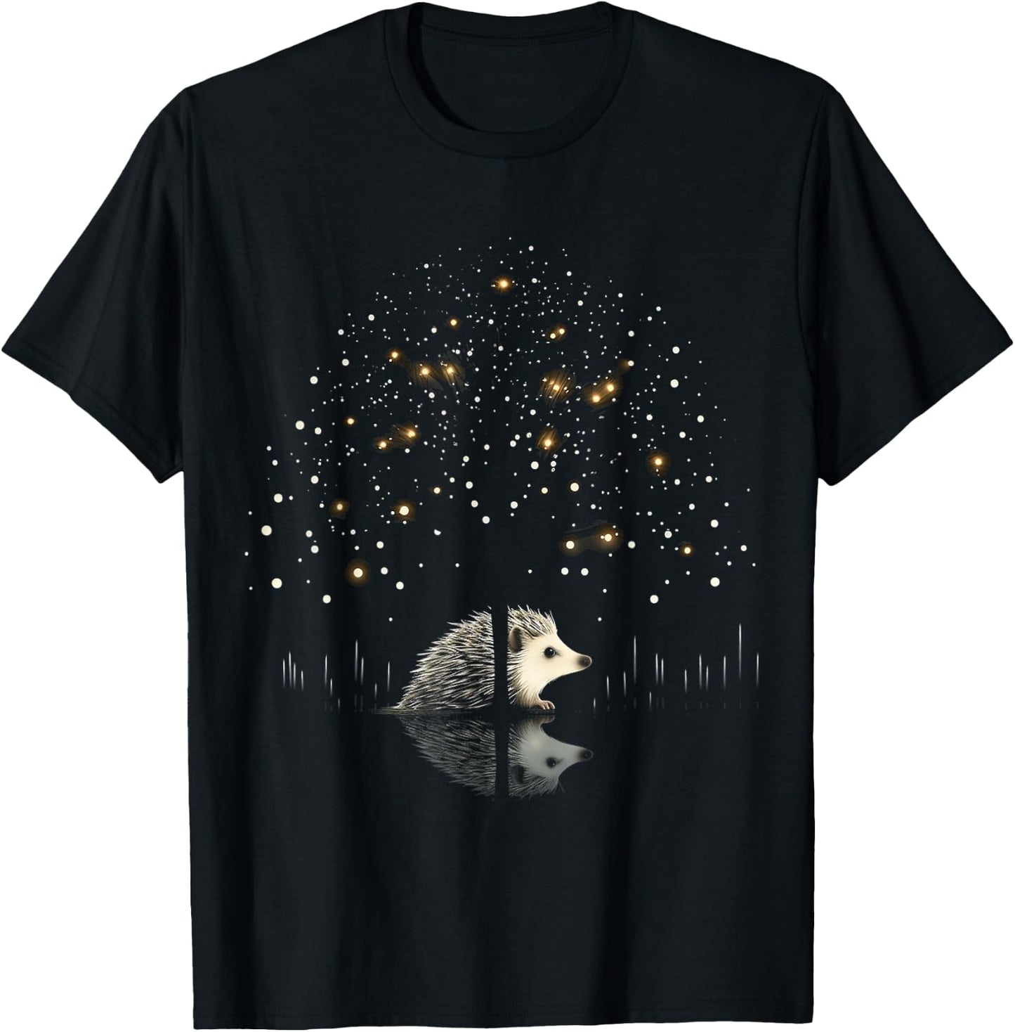 Hedgehog Fantasy Nature Animal Art Graphic Motif Hedgehog T-Shirt - T-Shirt | Black
