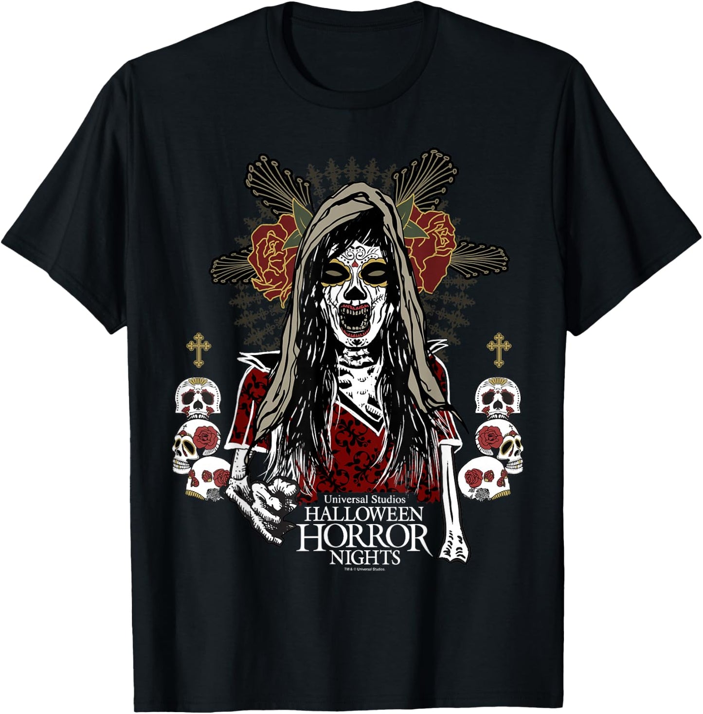 Halloween Horror Nights Day of The Dead Dia De Los Muertos T-Shirt - T-Shirt | Black