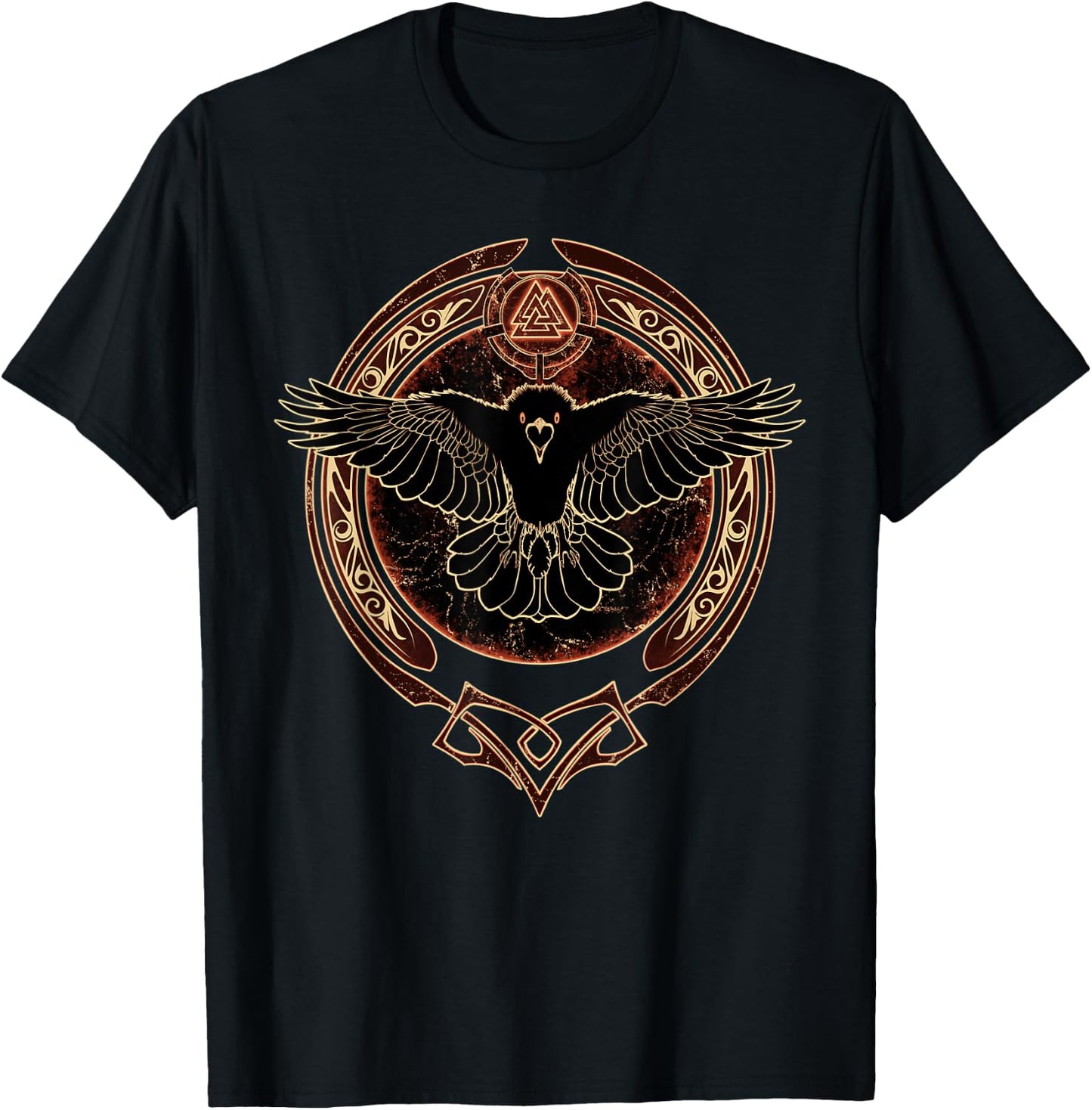 Hugin Viking Raven Valknut Symbol T-Shirt - T-Shirt | Black