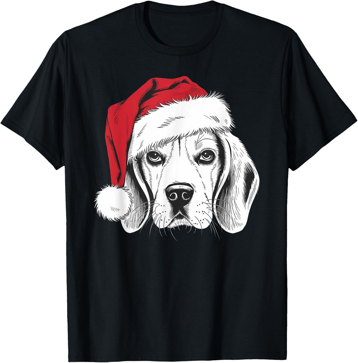 Joyful Beagle Santa Dog on Beagle Christmas Men Women Kids T-Shirt - T-Shirt | Black