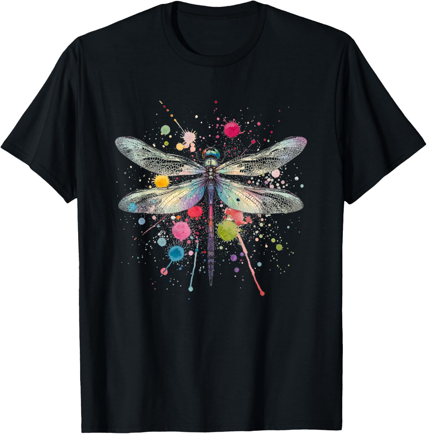 Vibrant Dragonfly Splatter for All Occasions T-Shirt - T-Shirt | Black