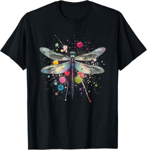 Vibrant Dragonfly Splatter for All Occasions T-Shirt - T-Shirt | Black