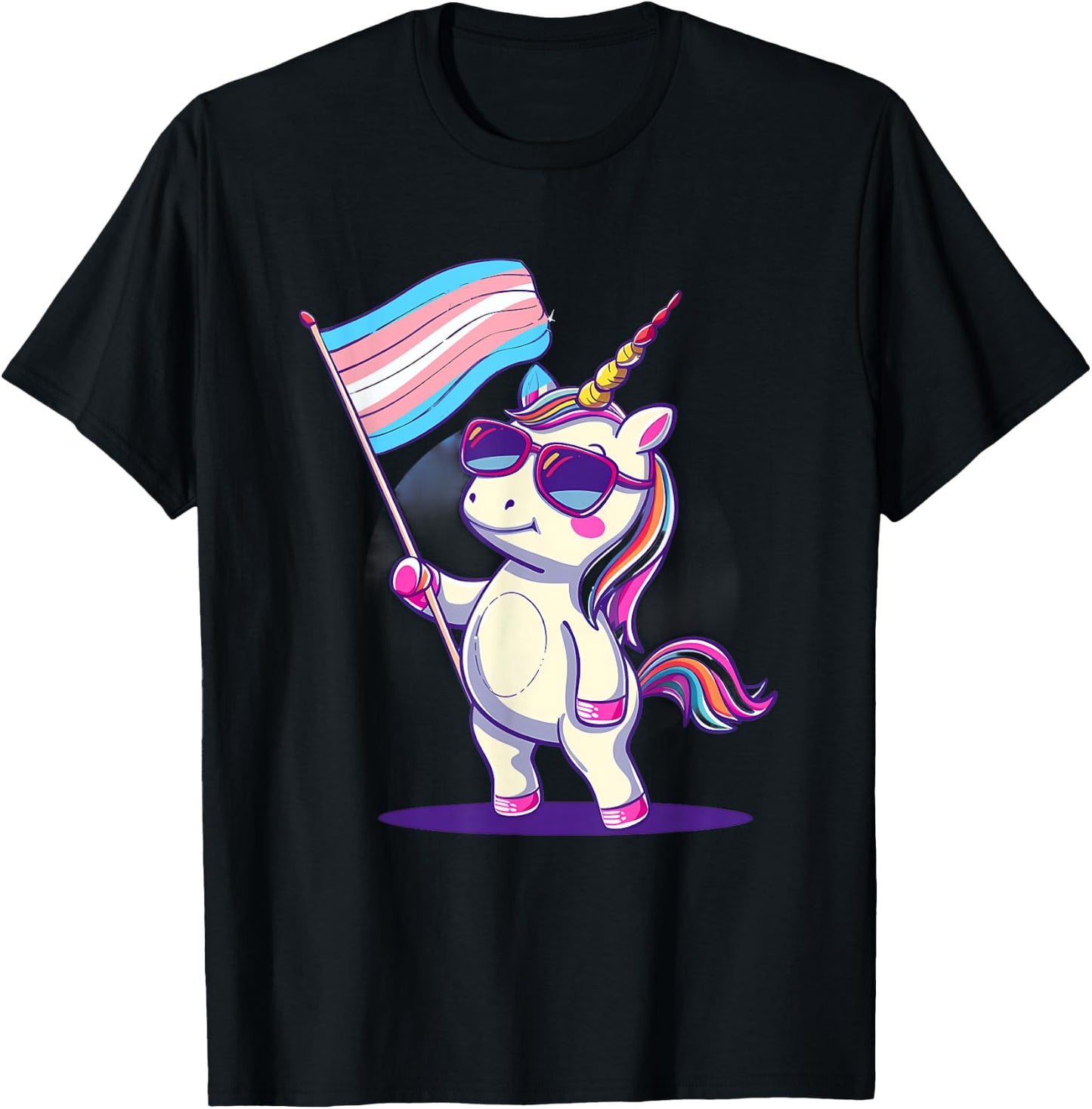 Transgender Unicorn Transsexuality LGBT Transsexual Flag T-Shirt - T-Shirt | Black