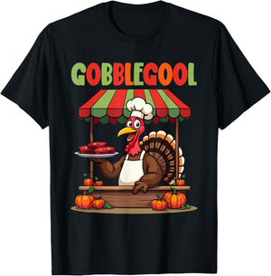 Gobblegool Turkey Cheef Thanksgiving turkey Men Women T-Shirt - T-Shirt | Black