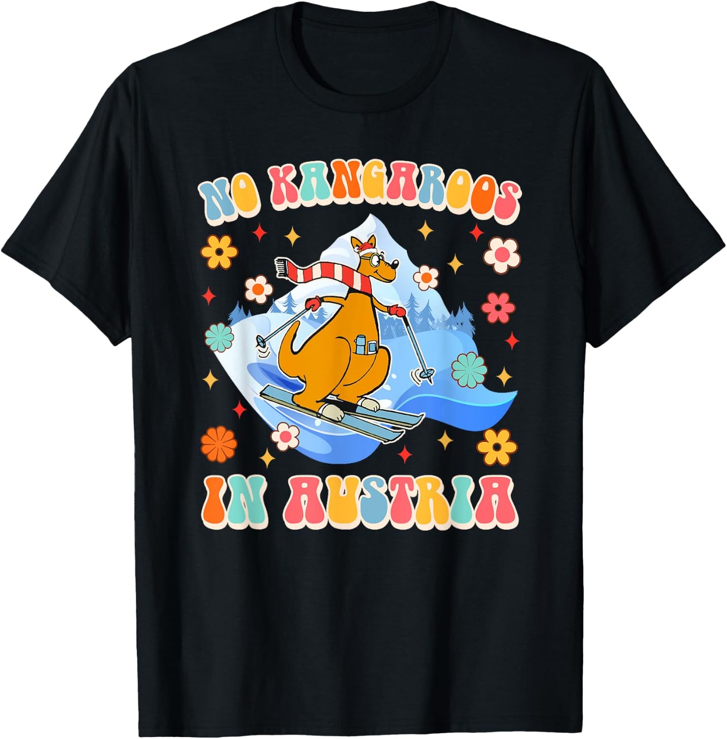 Funny Austrian Vienna Skiing Lover No Kangaroos In Austria T-Shirt - T-Shirt | Black