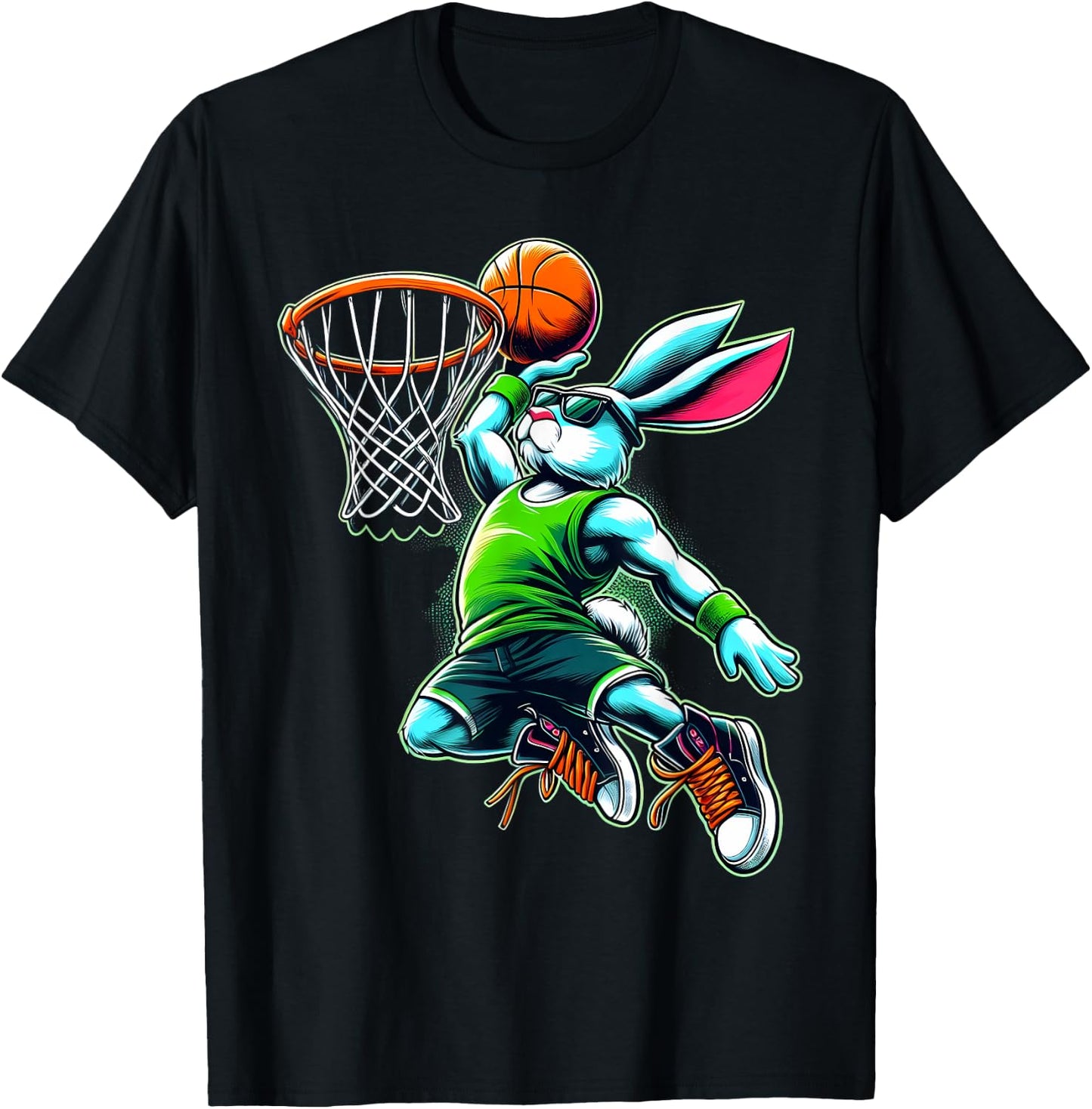 Easter Bunny Basketball Funny Easter Basketball Boys Kids T-Shirt - T-Shirt | Black