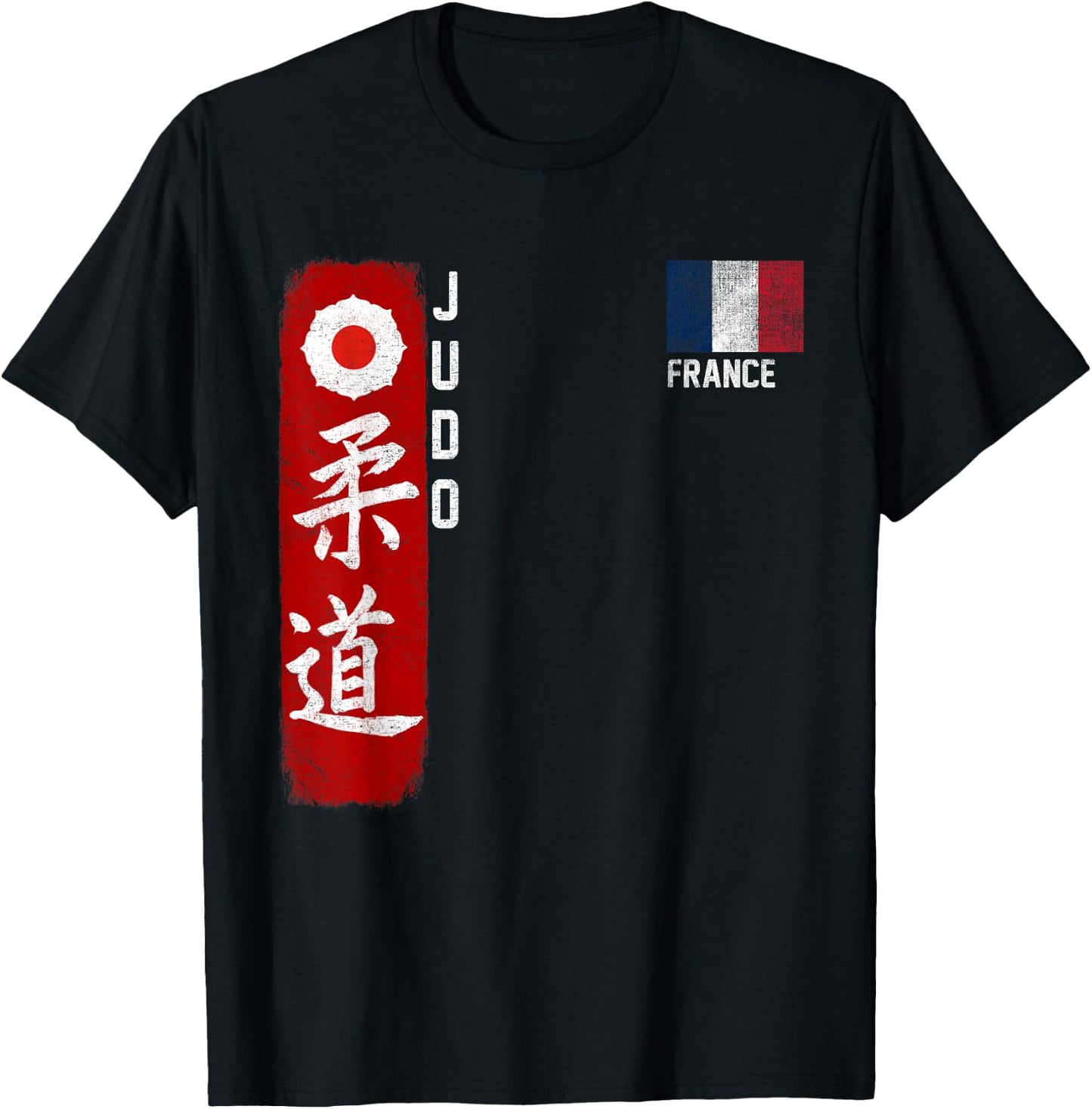 Judo France French Flag Judoka Dojo Martial Art Kanji , Black, S T-Shirt - T-Shirt | Black