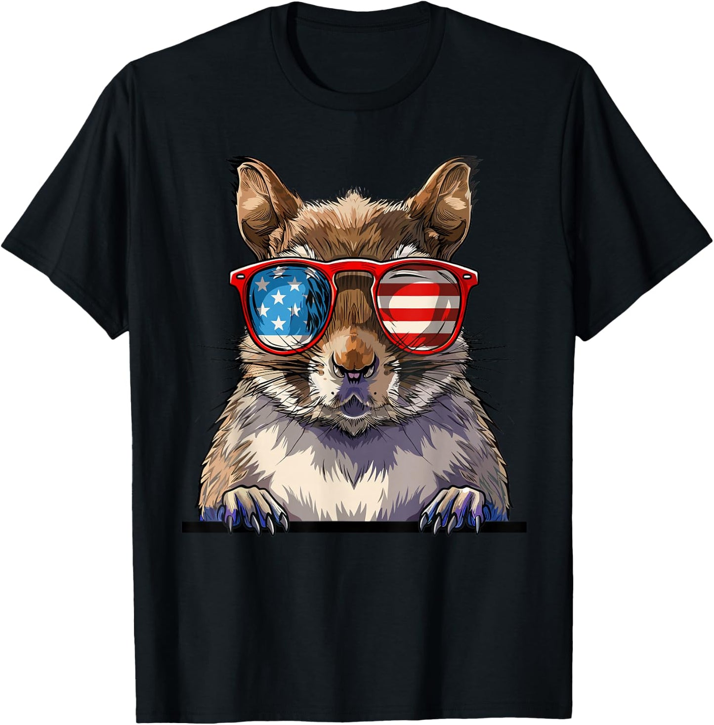 Squirrel USA Flag Funny Squirrel Lovers Mom Dad 4th of July Girls Kids Men T-Shirt - T-Shirt | Black