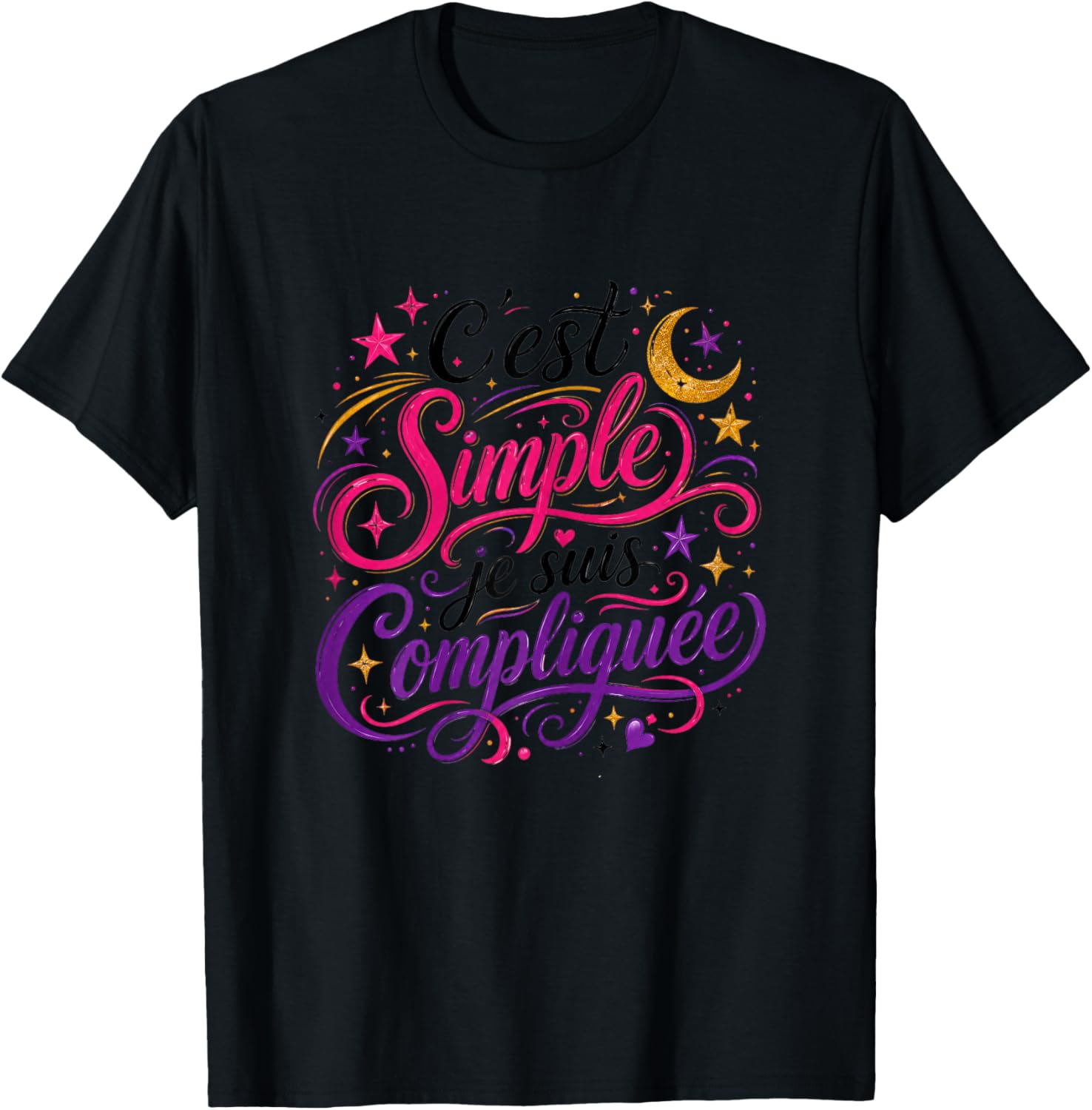 Cadeau Femme Humour Original C'est Simple Je suis Compliquée T-Shirt - T-Shirt | Black