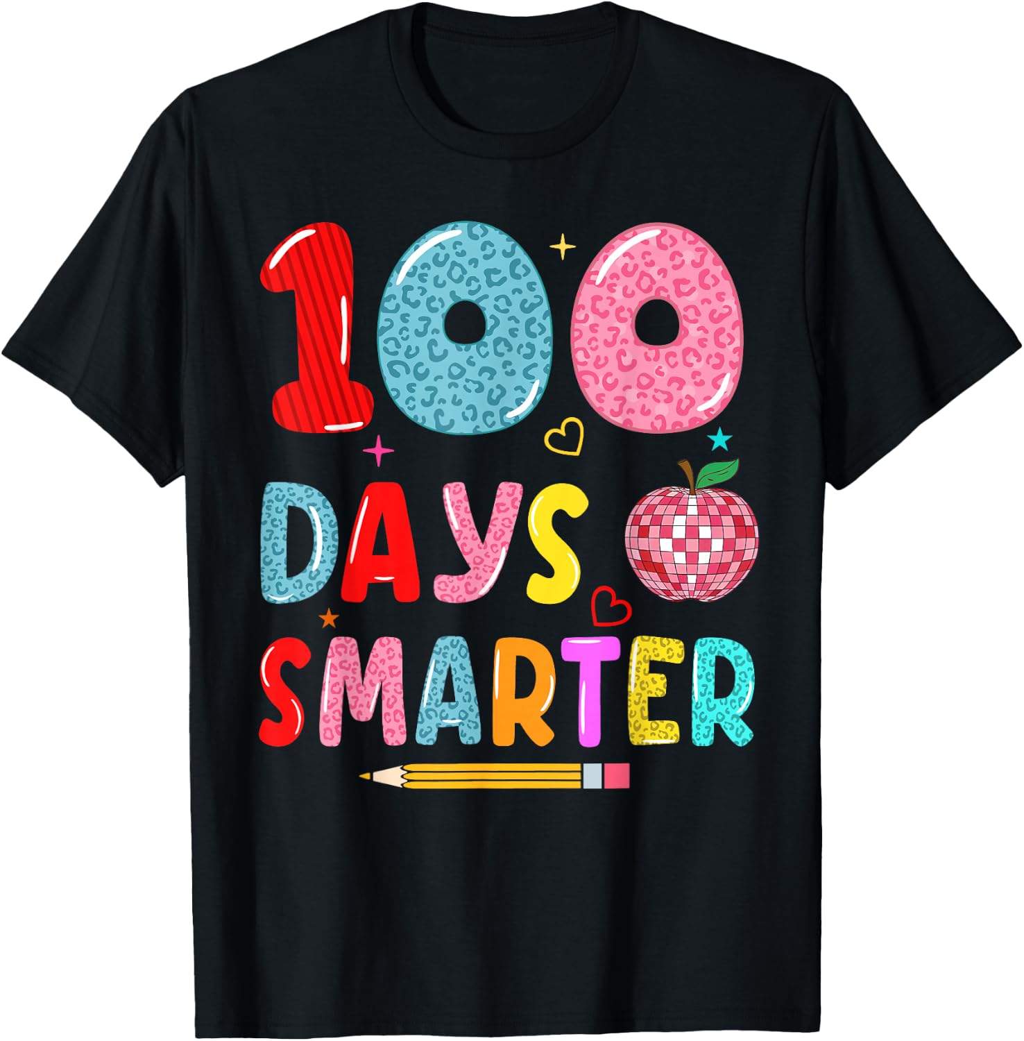 100 days Smarter leopard 100th Day Of school girls boys T-Shirt - T-Shirt | Black
