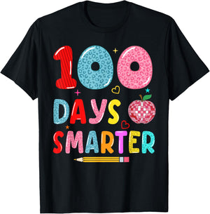 100 days Smarter leopard 100th Day Of school girls boys T-Shirt - T-Shirt | Black
