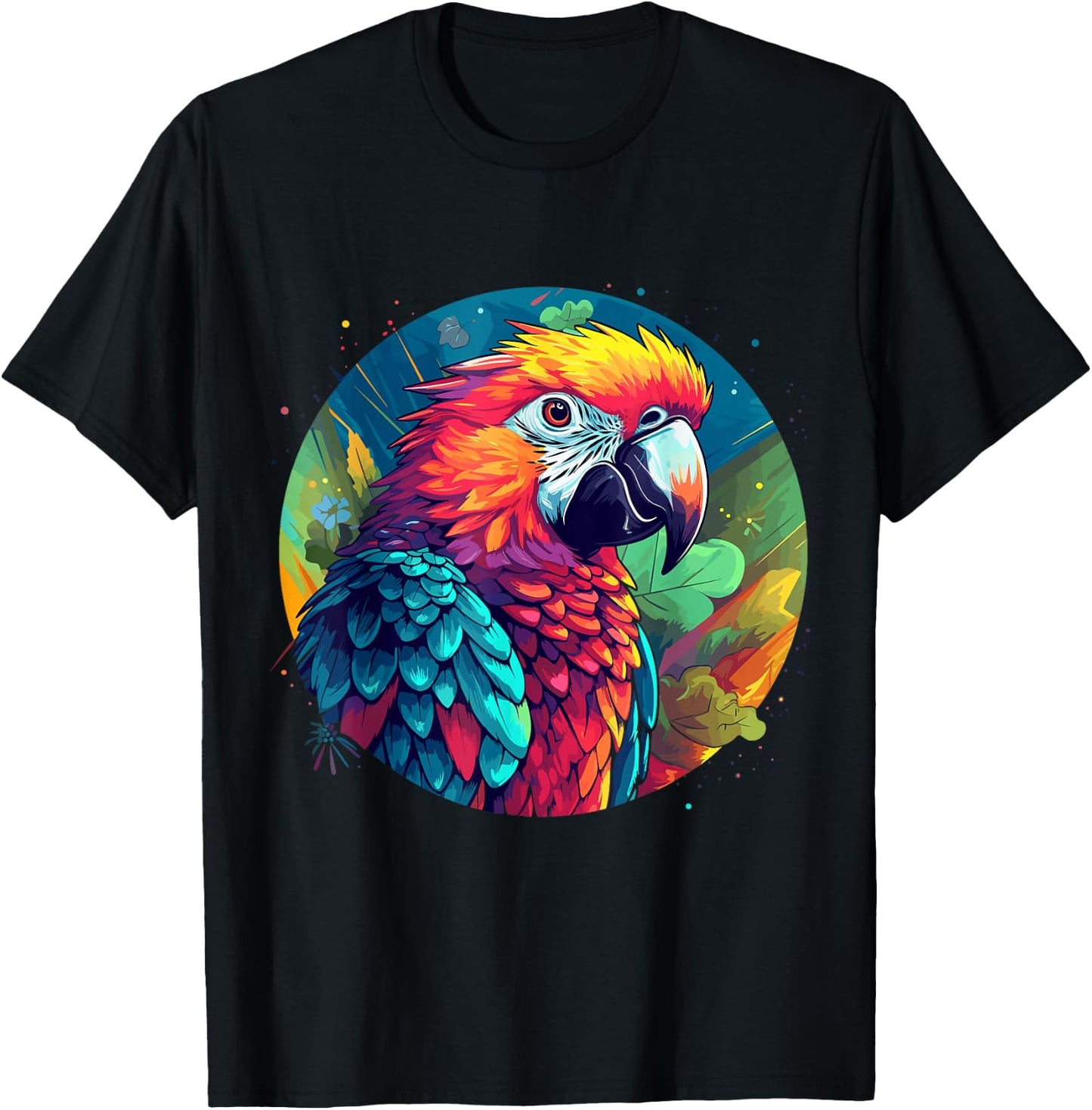 Colourful Parrot T-Shirt - T-Shirt | Black