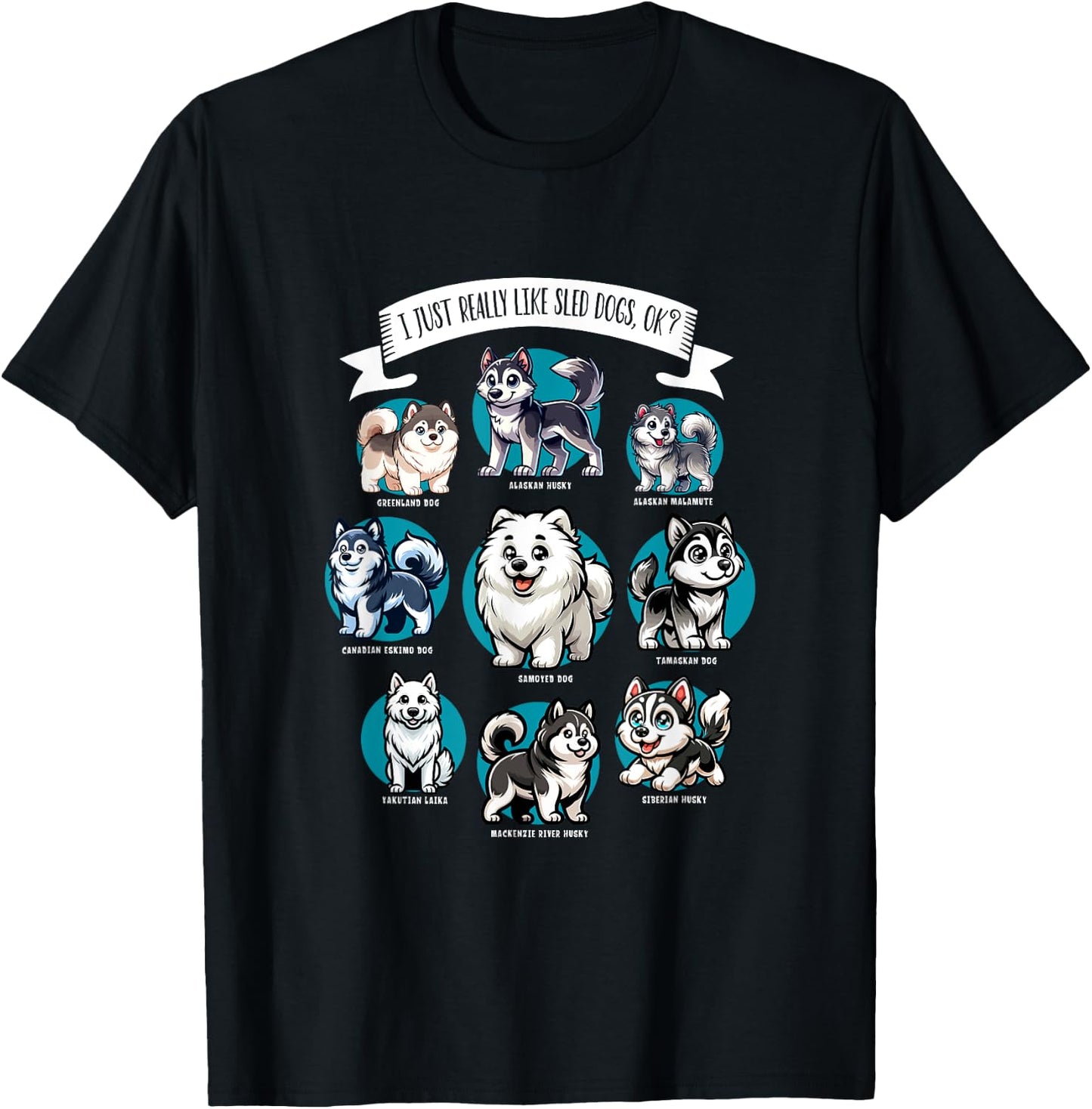 Various Sled Dog Breeds Women Girls Kids T-Shirt - T-Shirt | Black