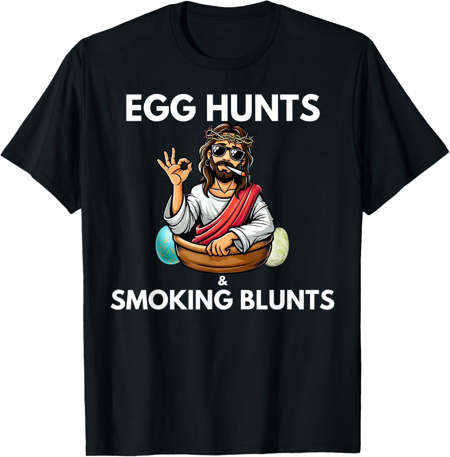 Easter 420 2025 Blunt Stoner Cannabis Weed Design -Adults Black Small Short Sleeve Modern Novelty Humor Gift T-Shirt - T-Shirt | Black