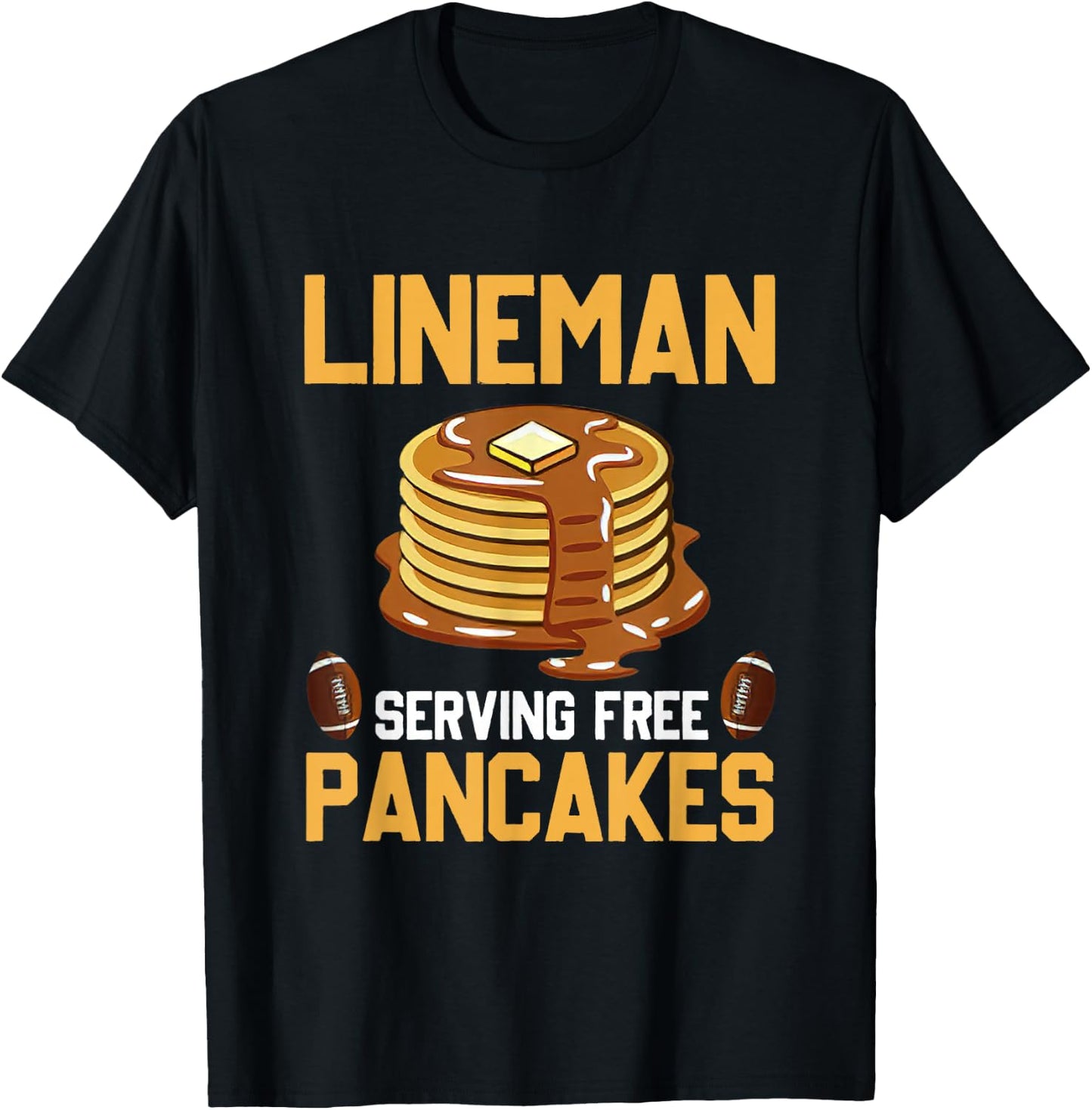 Football Lineman Serving Pancakes Daily Offensive Lineman T-Shirt - T-Shirt | Black