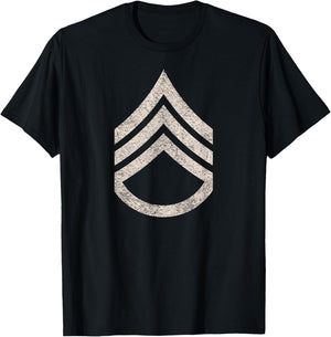 Military Staff Sergeant Stripes Sarge Rank Insignia T-Shirt - T-Shirt | Black
