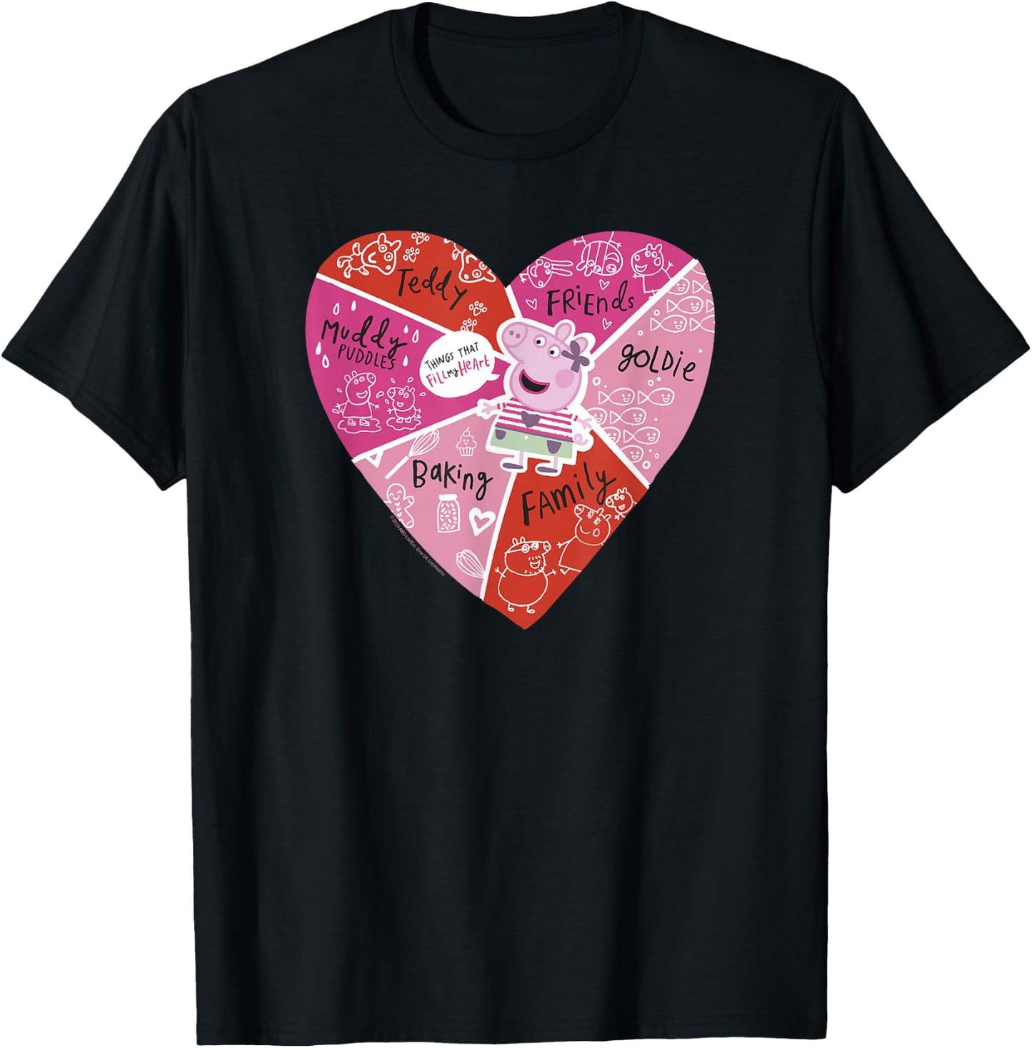 Peppa Pig Things That Fill My Heart Lovely Collage T-Shirt - T-Shirt | Black
