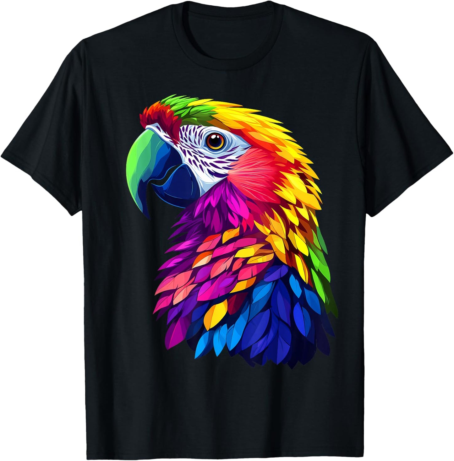 Colorful Macaw Vibrant Rainforest Birds Jungle Animals Black T-Shirt - T-Shirt | Black