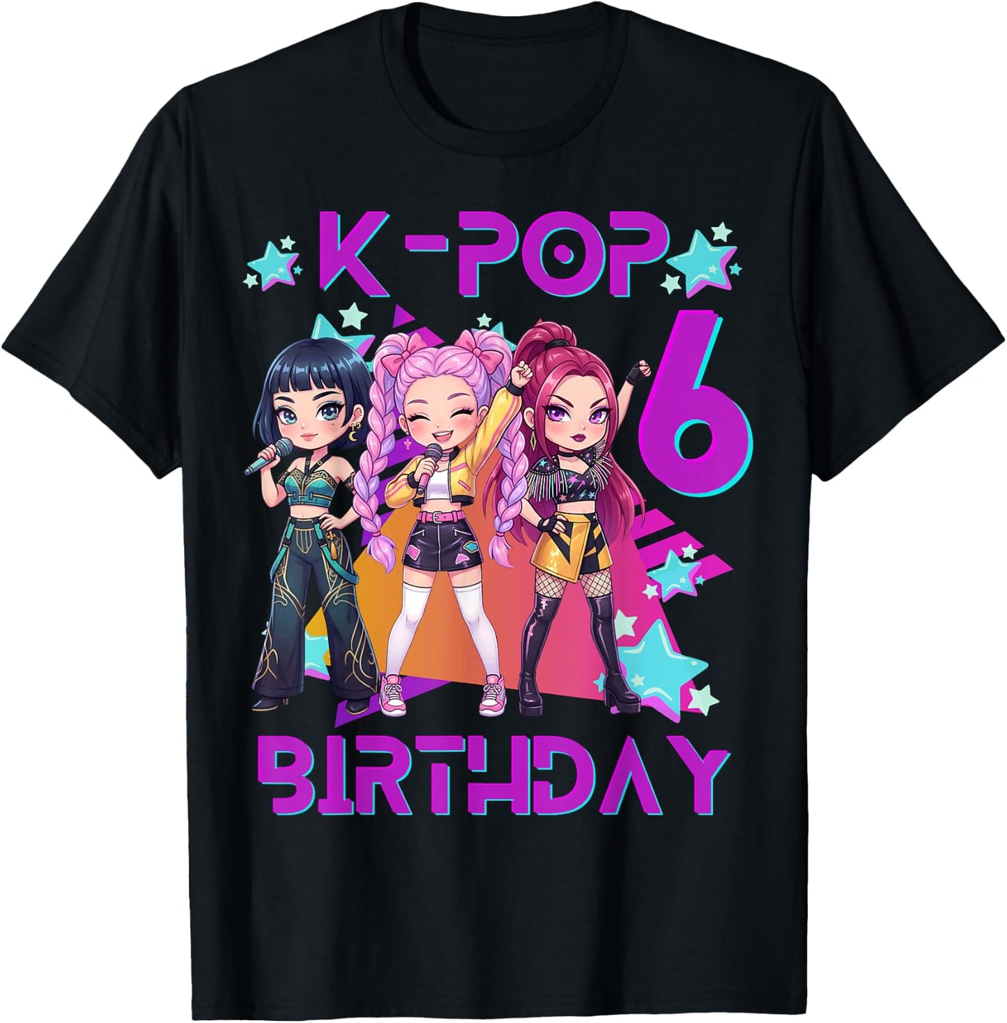 Lustiges Chibi Kpop Girl It's My 6th Birthday T-Shirt - T-Shirt | Black