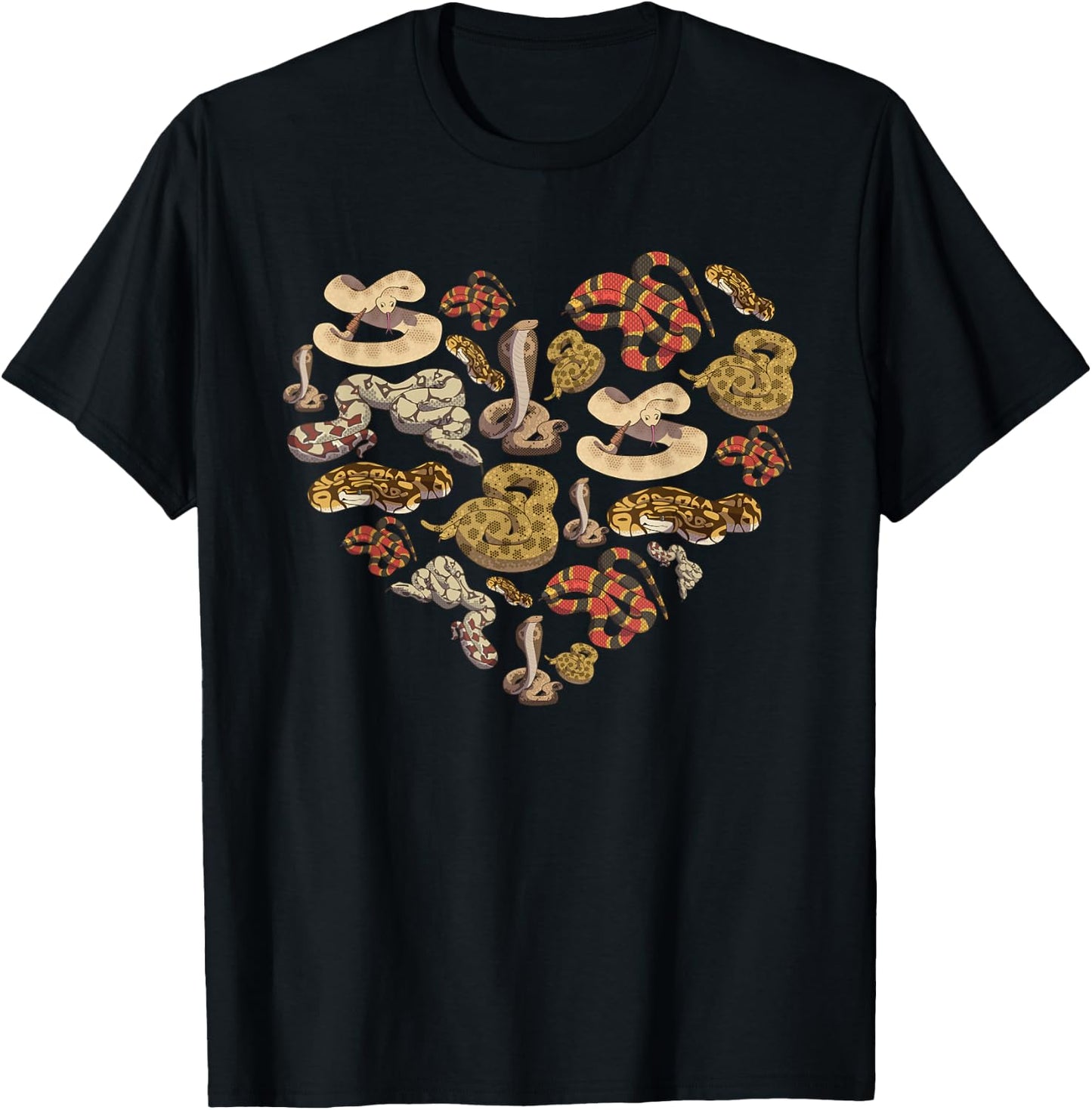 Reptile Serpent Herpetology Valentines Day Heart Snake T-Shirt - T-Shirt | Black