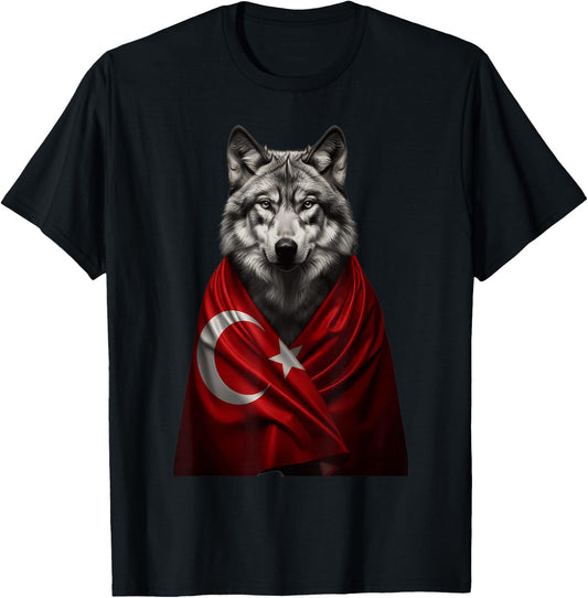 Turkey Roots Wolf Turkish Flag T-Shirt - T-Shirt | Black