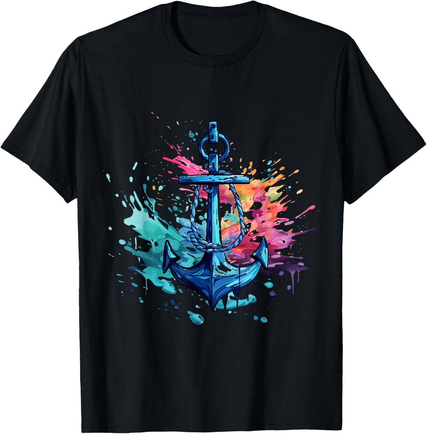 Anchor Sailor and Captain Design Motorboat Sailing , Black, S T-Shirt - T-Shirt | Black