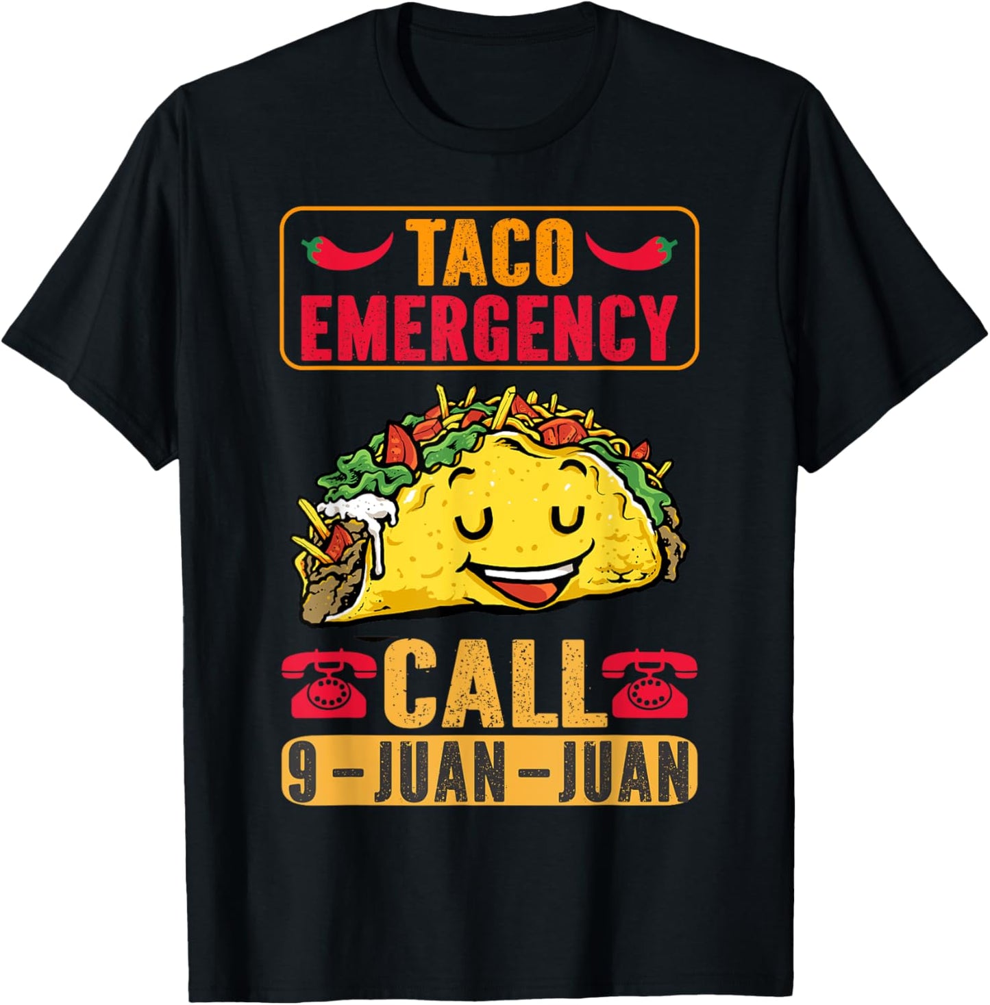 Funny Taco Emergency Cinco de Mayo Men Women Fiesta Mexican T-Shirt - T-Shirt | Black