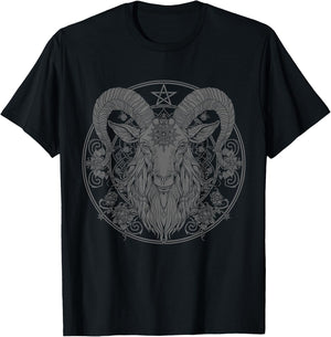 Baphomet Goat Pentagram Satanist Halloween Metal Head T-Shirt - T-Shirt | Black