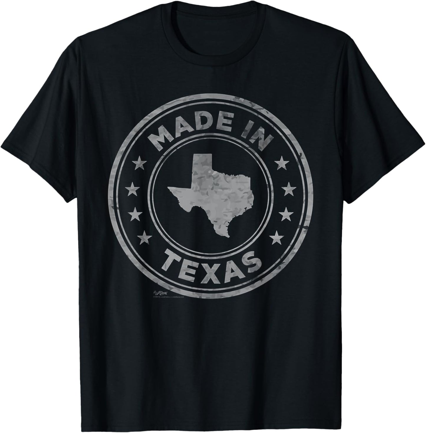 Vintage Made in Texas State Word Design T-Shirt - T-Shirt | Black