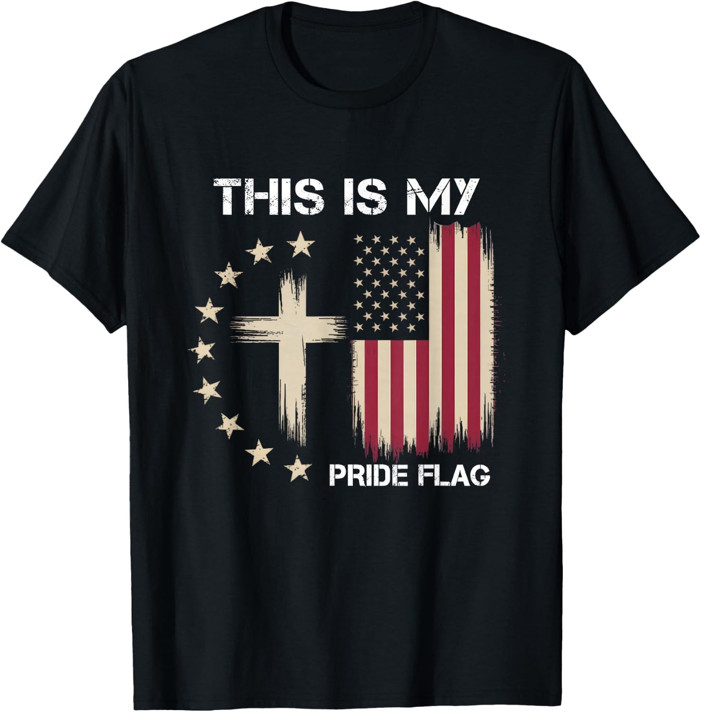 This is My Pride Flag Christian Patriotic American Flag T-Shirt - T-Shirt | Black