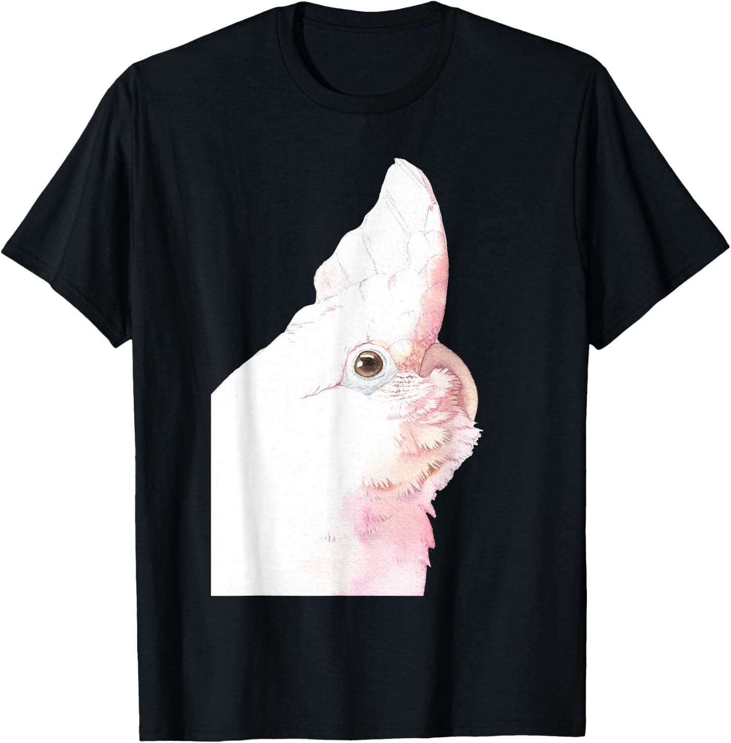 Goffin's Cockatoo Parrot Watercolor Painting Portrait T-Shirt - T-Shirt | Black