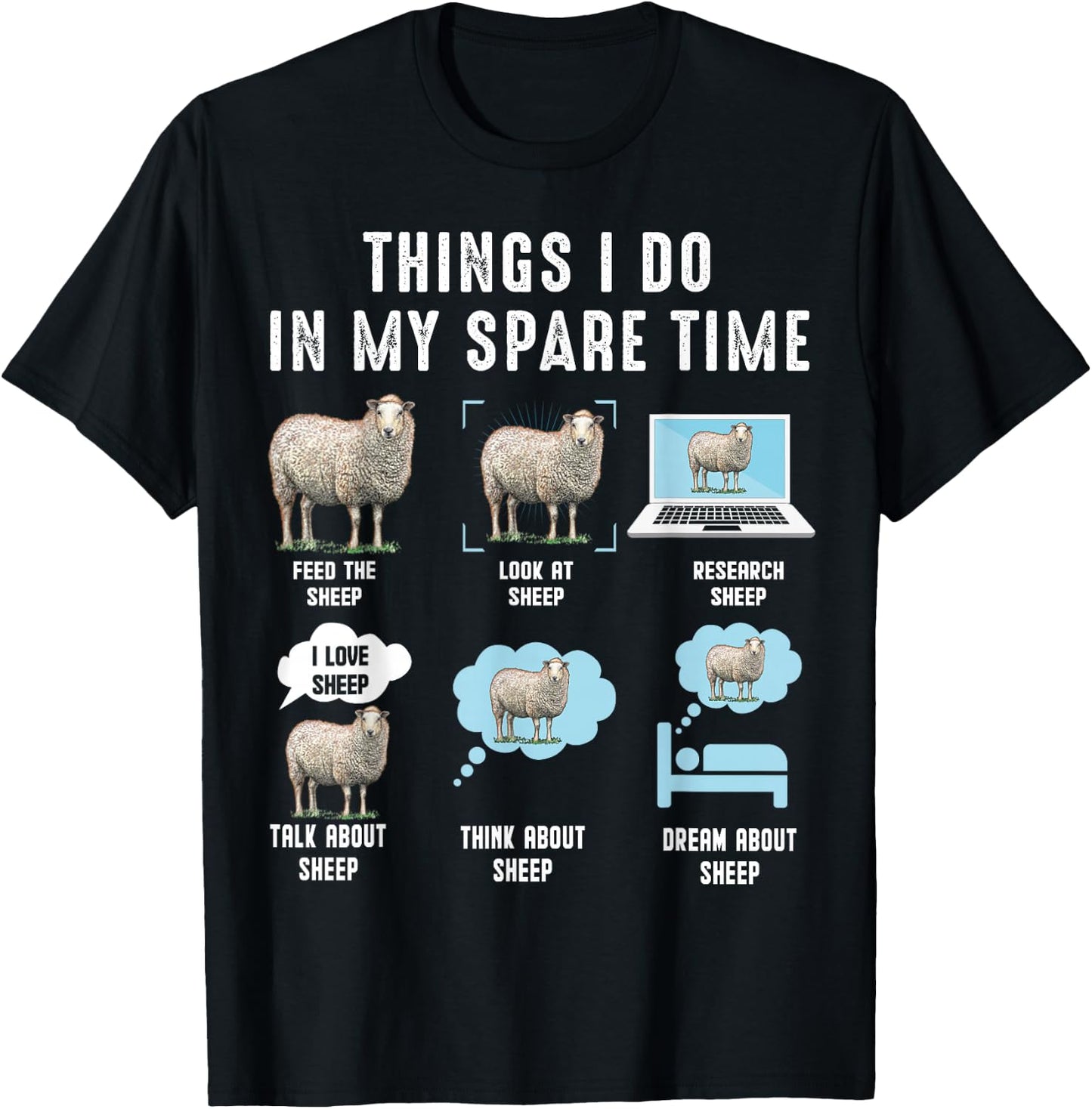 Things I Do In My Spare Time Sheeps funny sheep T-Shirt - T-Shirt | Black