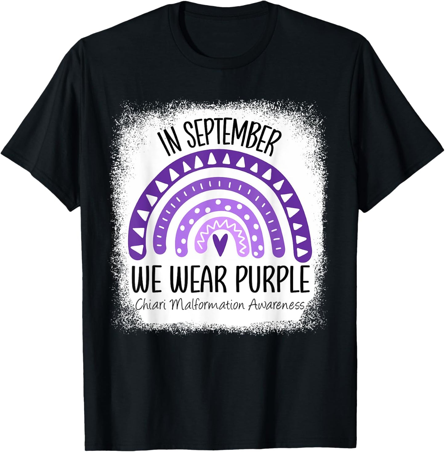 Rainbow September Wear Purple Chiari Malformation Awareness T-Shirt - T-Shirt | Black