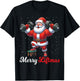 Merry Liftmas Santa Weightlifting Gym Fitness Christmas Snow T-Shirt - T-Shirt | Black