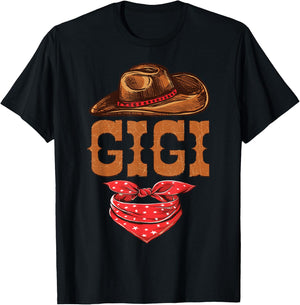 Gigi Grandma Western Birthday Cowboy Cowgirl Family Matching T-Shirt - T-Shirt | Black