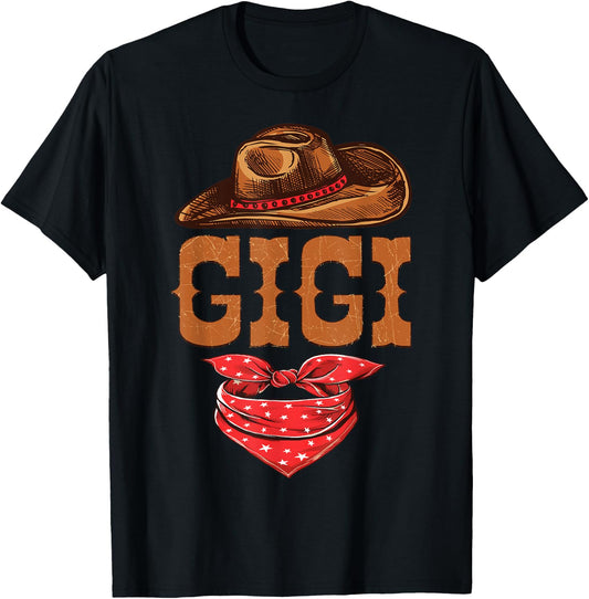 Gigi Grandma Western Birthday Cowboy Cowgirl Family Matching T-Shirt - T-Shirt | Black