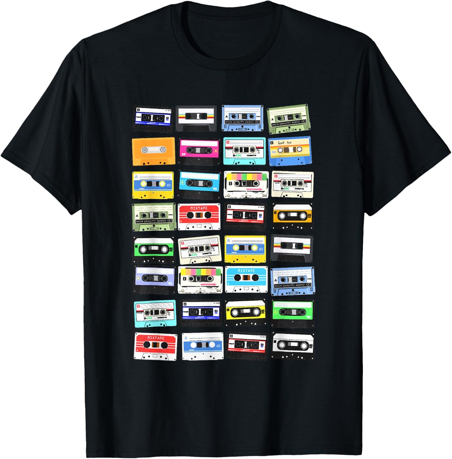 Cassette Tapes Mixtape 70s 80s 90s, vintage cassettes , Black T-Shirt - T-Shirt | Black